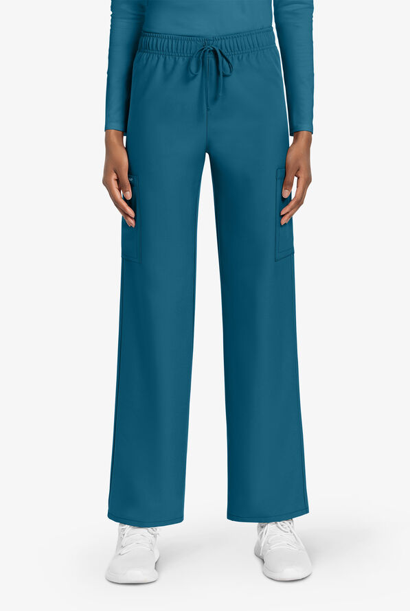 Cherokee Workwear Originals Ultra Unisex 3-Pocket Drawstring Straight Leg Scrub Pants - Caribbean Blue - 1