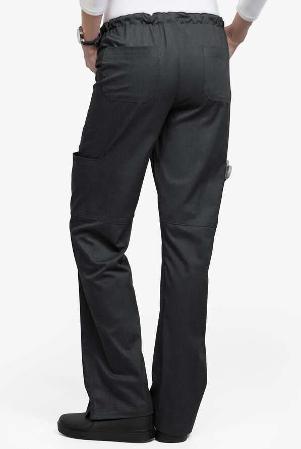 Butter-Soft STRETCH Women's 10-Pocket Drawstring Scrub Pants - Tall - Heather Charcoal - 2