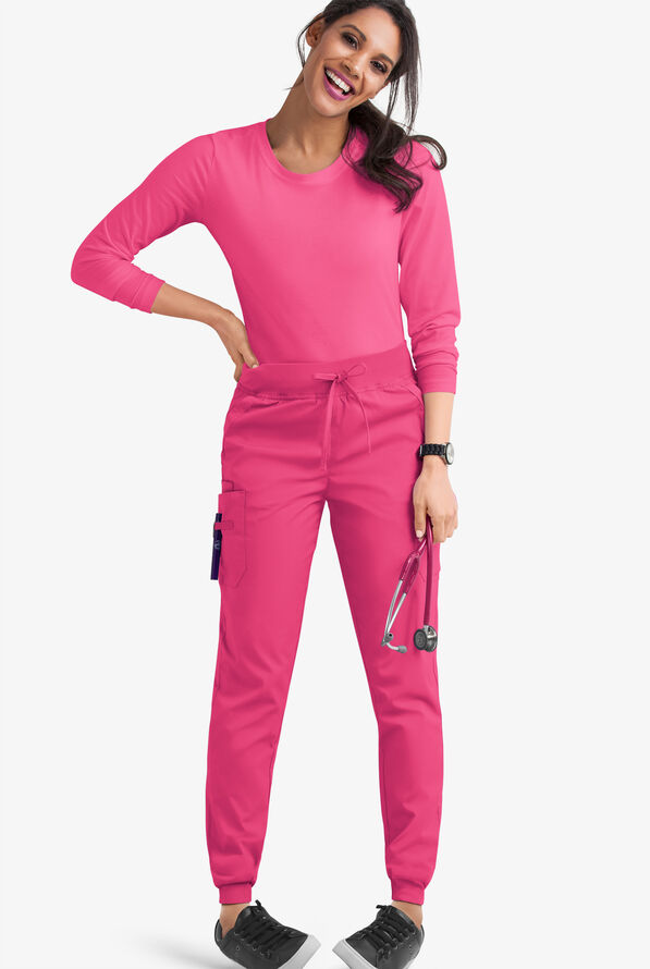 Pantalón médico UA Butter-Soft STRETCH estilo cargo jogger con 4 bolsillos para mujer - Fuchsia - 2