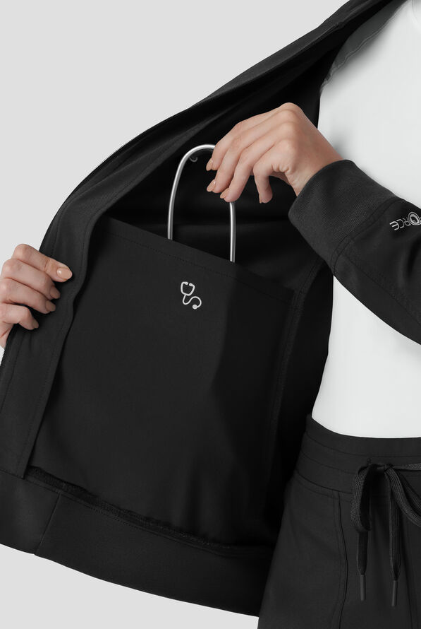 Carhartt Force Cross-Flex Rugged Flex Women's 6-Pocket Rib Trim Lightweight Zip Bomber Scrub Jacket - Black - 5