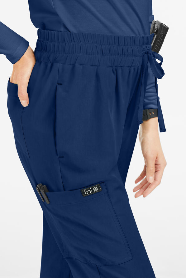 koi Basics Gemma Women's 5-Pocket STRETCH Cargo Jogger Scrub Pants - Navy - 2