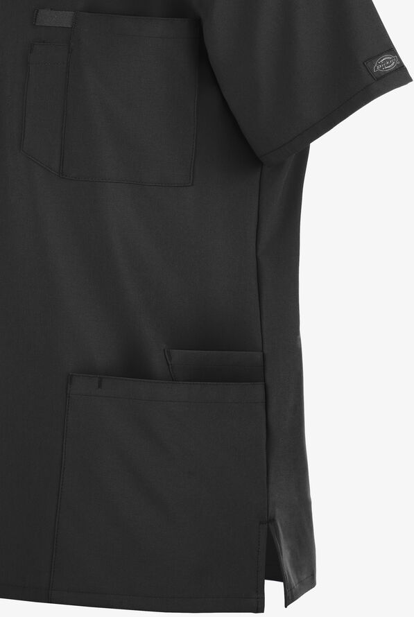 Dickies EDS Essentials Men's 4-Pocket STRETCH V-Neck Scrub Top - Black - 3