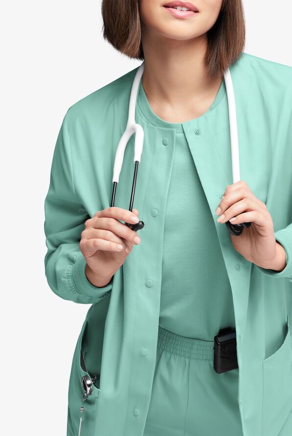 Butter-Soft Originals Women's 3-Pocket Warm-up Scrub Jacket - Water Mint - 3