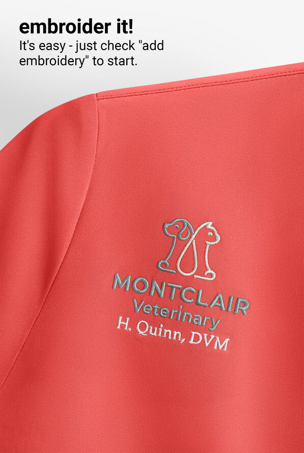 Blusa médica ReSurge Ruby con cuello en V y 5 bolsillos para mujer - Coral Fizz - 8