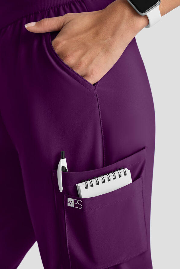 Conjunto de uniforme m&eacute;dico Easy STRETCH con 10 bolsillos para mujer - Eggplant - 6