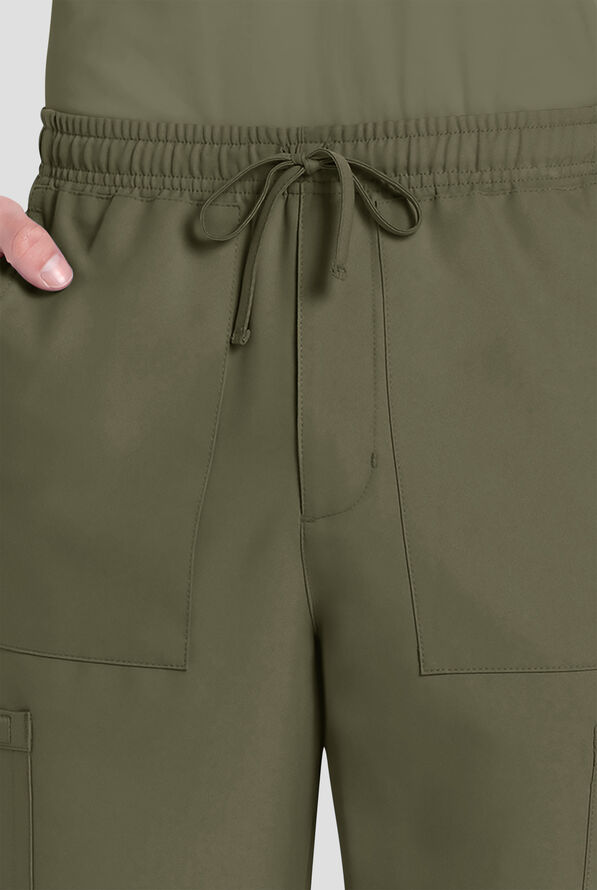 Cherokee Workwear Originals Ultra Men's 6-Pocket Straight Leg Drawstring Cargo Scrub Pants - Olive - 2