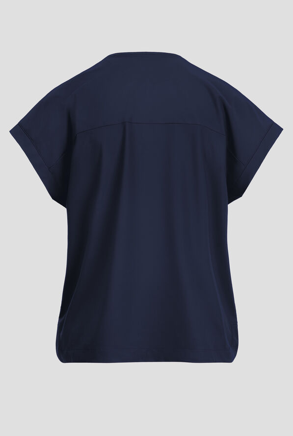 Infinity Pursuit Women's 1-Pocket STRETCH Rib-Knit V-Neck Dolman Sleeve Scrub Top - Navy - 3