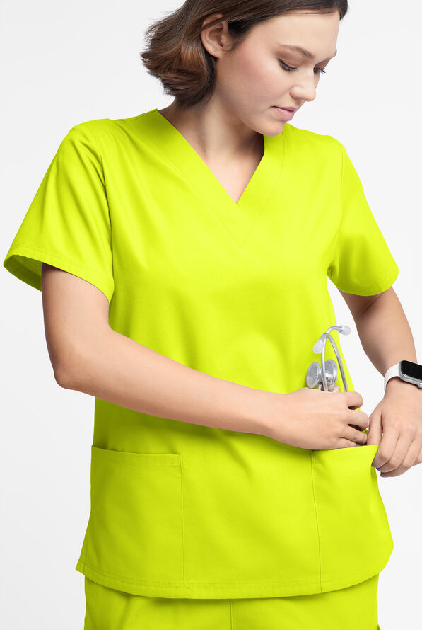 Butter-Soft Originals Women's 2-Pocket V-Neck Scrub Top - Lime Crush - 4