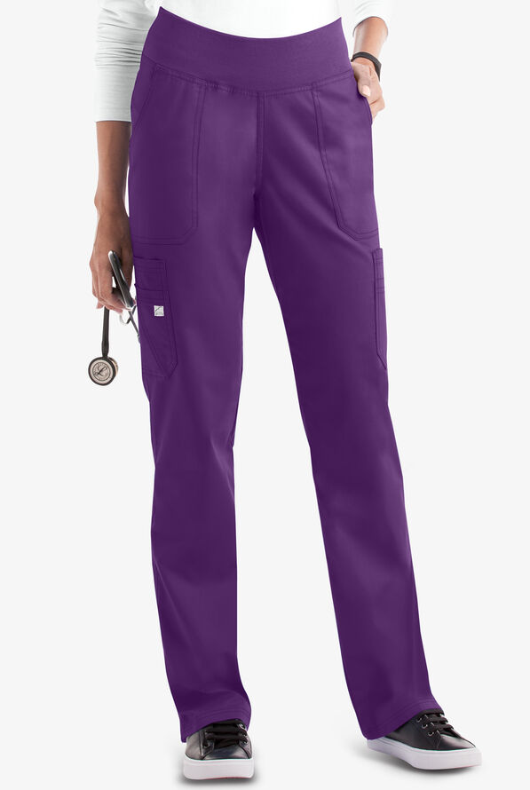Butter-Soft STRETCH Women's 10-Pocket Active Yoga Scrub Pants - Eggplant - 1