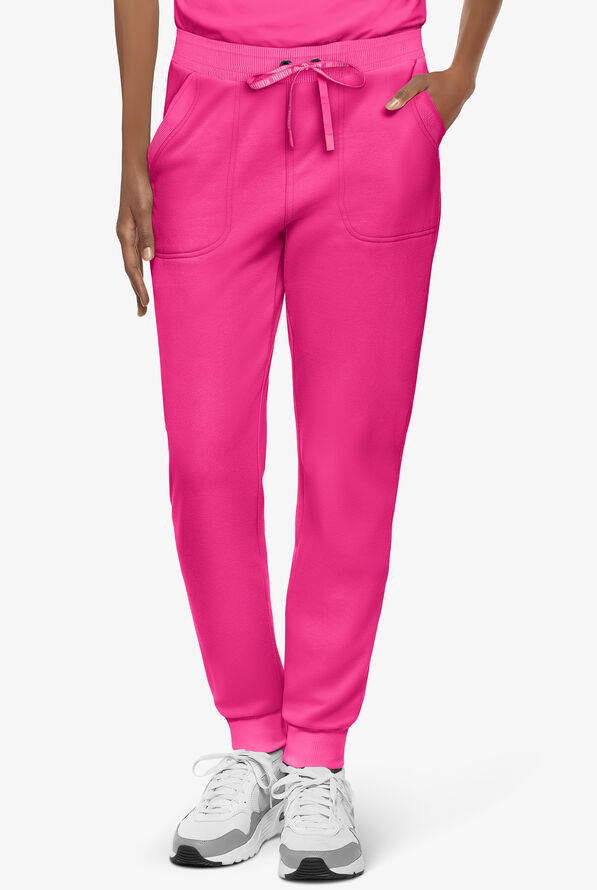 Pantalón médico Med Couture Amp Knit STRETCH estilo jogger con 2 bolsillos para mujer - Pink Power - 1