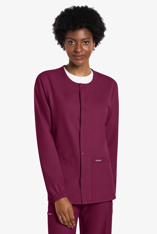 Chaqueta m&eacute;dica unisex Cherokee Workwear Originals Ultra con cremallera y 3 bolsillos - Wine - 3