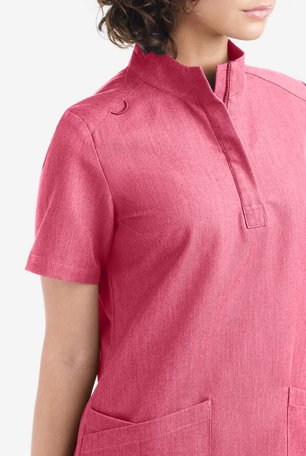 Blusa m&eacute;dica Movement by Butter-Soft con cremallera y 6 bolsillos para mujer - Bright Pink Heather - 4
