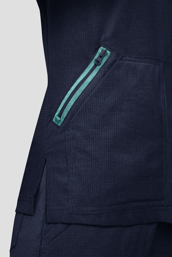 Blusa m&eacute;dica koi Solis Sari STRETCH con cuello en V y 4 bolsillos para mujer - Navy - 3