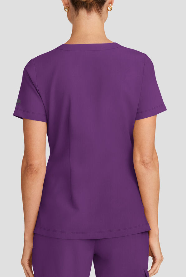 Healing Hands Quest Women's 1-Pocket STRETCH Tuck In V-Neck Scrub Top - Eggplant - 4