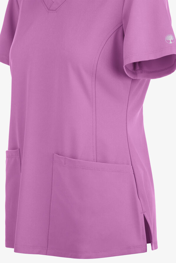 HH Works by Healing Hands Monica Women's 4-Pocket STRETCH V-Neck Scrub Top - Meta Mauve - 4