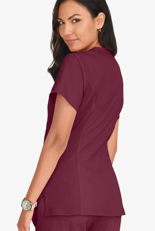 koi Lite&trade; Serenity Women's 4-Pocket Double Zipper Scrub Top - Wine - 4
