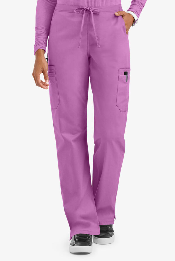 Butter-Soft STRETCH Women's 9-Pocket Drawstring with Back Elastic Scrub Pants - Tall - Orchid - 1
