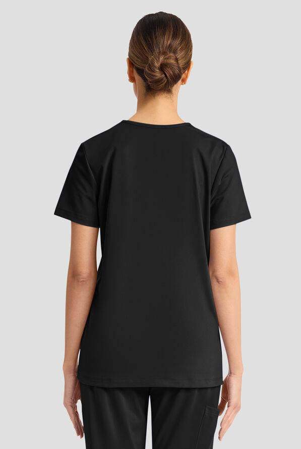 Cherokee Achieve Women's 1-Pocket Tuck in V-Neck Scrub Top - Black - 3