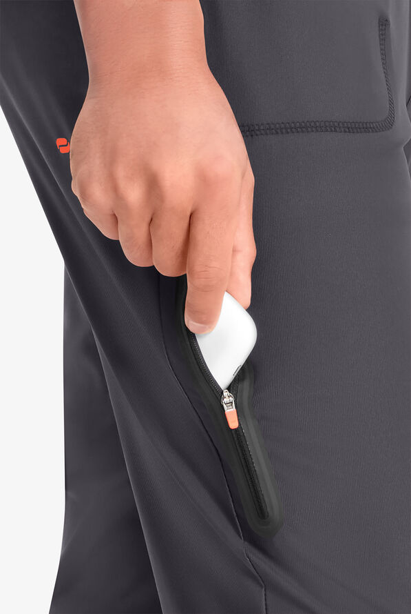 Infinity GNR8 Kinetic Knit Men's 4-Pocket STRETCH Zipper Cargo Hybrid Jogger Scrub Pants - Pewter - 2