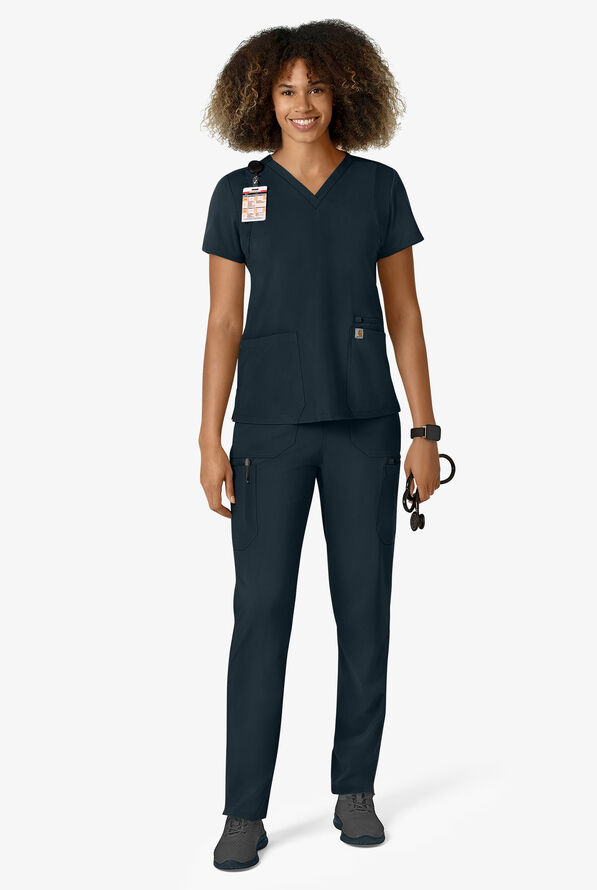 Carhartt Cross-Flex Force Women's 6-Pocket STRETCH Convertible Drawstring Cargo Scrub Pants - Navy - 4