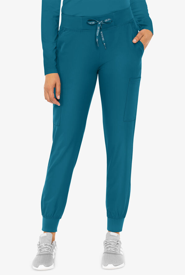 Med Couture Insight Women's 6-Pocket Cargo Jogger Scrub Pants - Caribbean Blue - 1
