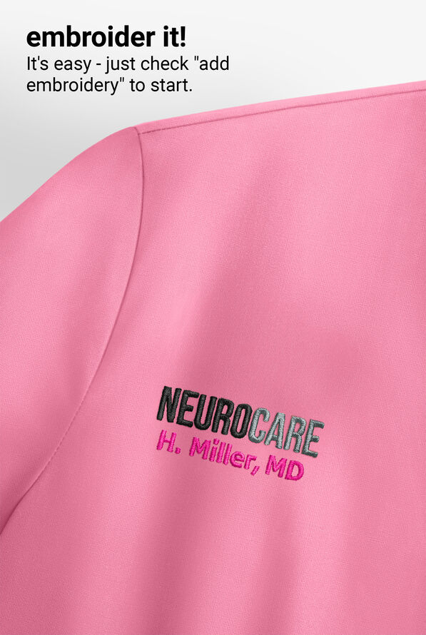 koi Lite&trade; Serenity Women's 4-Pocket Double Zipper Scrub Top - Peony Pink - 7