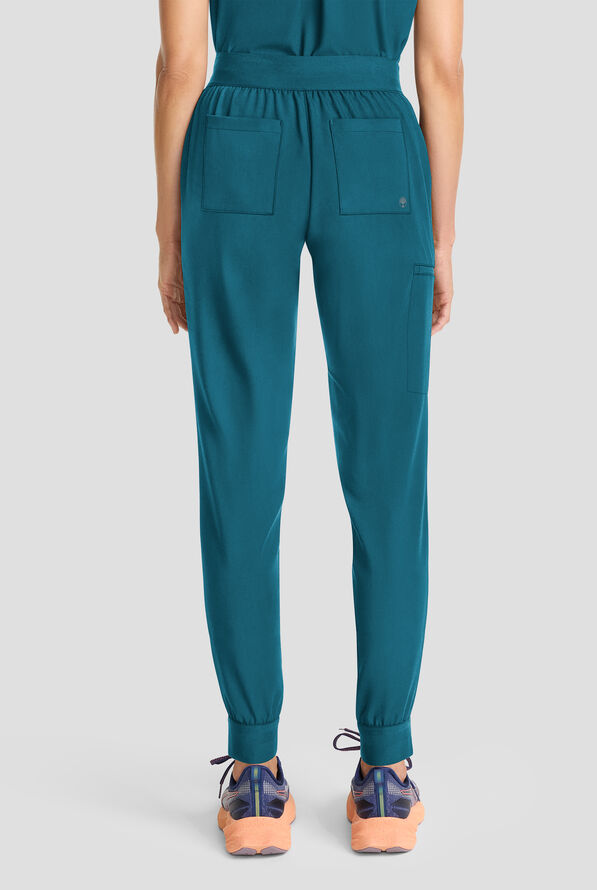 Healing Hands Quest Women's 5-Pocket STRETCH Drawstring Jogger Scrub Pant - Caribbean Blue - 4