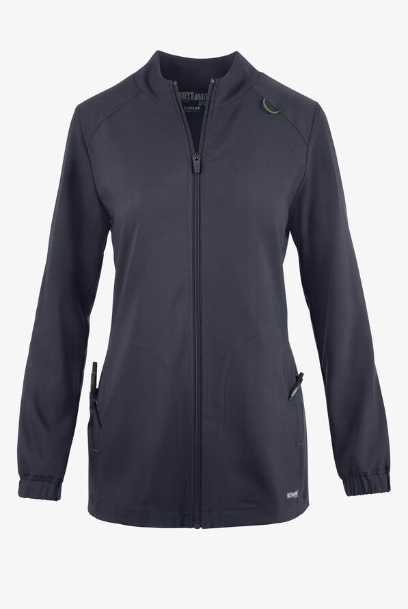 Chaqueta médica Grey's Anatomy by Barco Evolve Virtue STRETCH con cremallera y 3 bolsillos para mujer - Steel Gray - 1