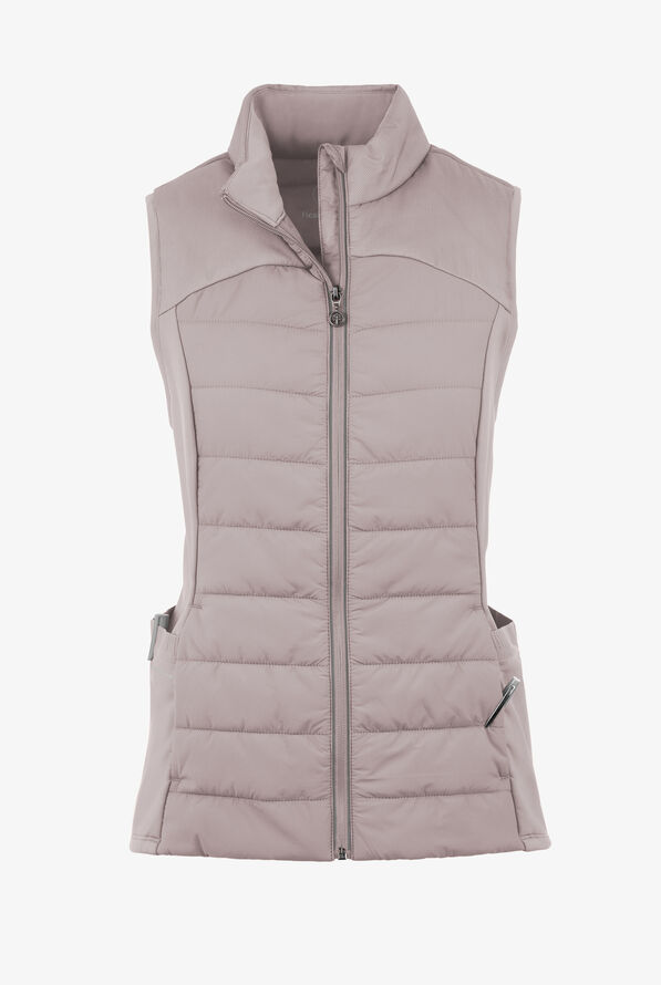Healing Hands Purple Label Khloe Women's 7-Pocket Zip Front Quilted Scrub Vest - Silver - 1