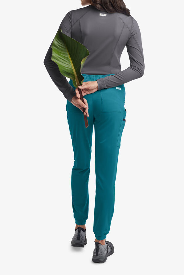 Pantal&oacute;n m&eacute;dico ReSurge by Butter-Soft Petite estilo jogger con 8 bolsillos para mujer **Ligeramente IRREGULAR** - Caribbean Blue - 4