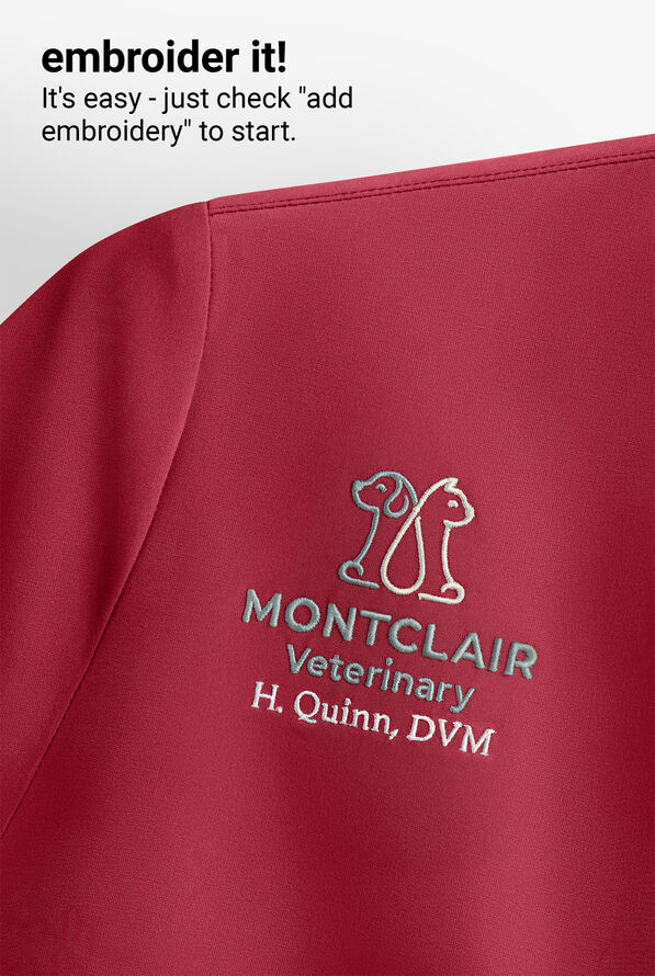 Butter-Soft STRETCH Women's 4-Pocket Smooth Face Zipper Scrub Top - Ruby - 5