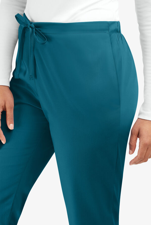 Cherokee Workwear Women's 3-Pocket Flare Leg Drawstring Scrub Pants - Tall - Caribbean Blue - 2
