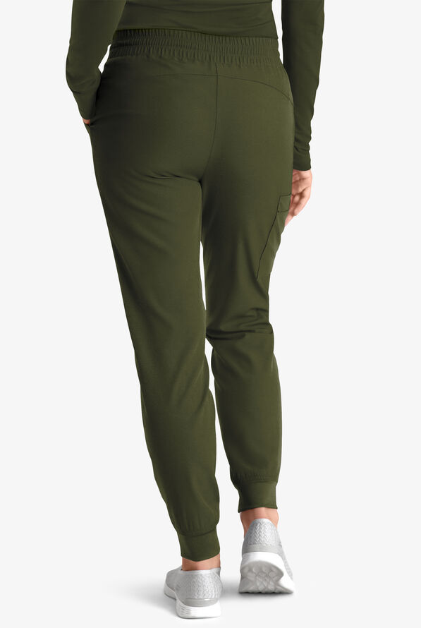 Skechers by Barco Theory Women's 4-Pocket STRETCH Cargo Jogger Scrub Pants - Olive - 4