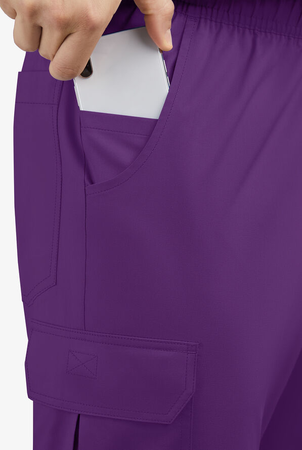 Butter-Soft STRETCH Men's 7-Pocket Cargo Jogger Scrub Pants - Eggplant - 3