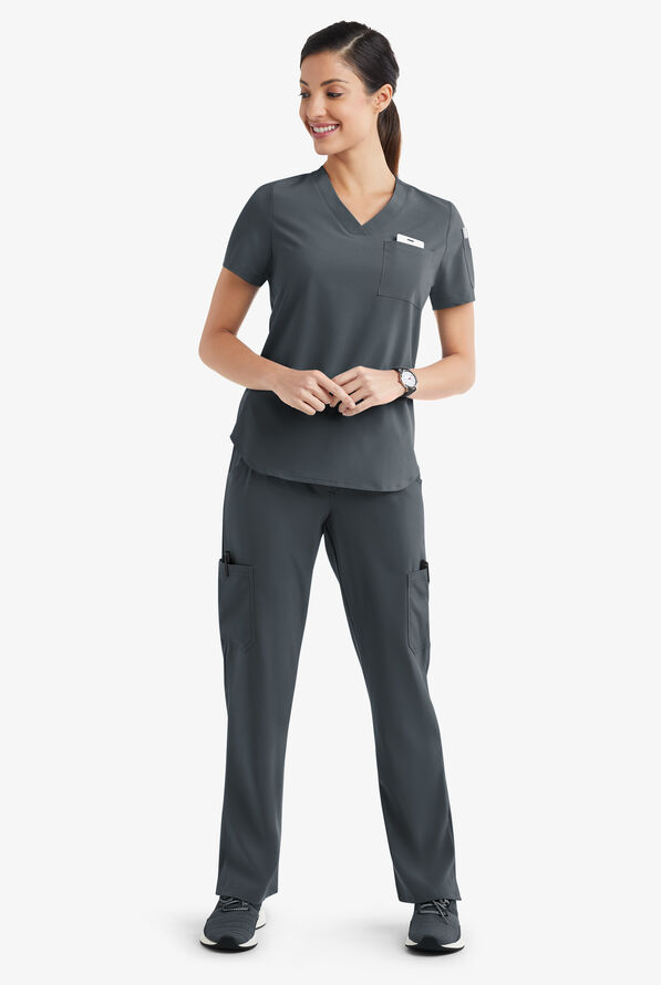 Tafford Active Stretch Women's 7-Pocket Scrub Set - Pewter - 2