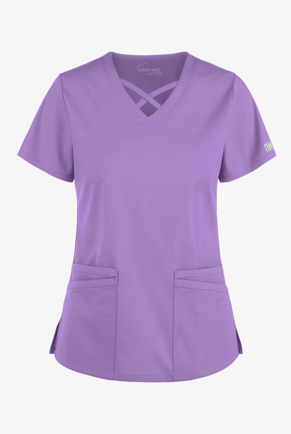 Butter-Soft STRETCH Women's 4-Pocket Crisscross Scrub Top - Ultraviolet Light - 1