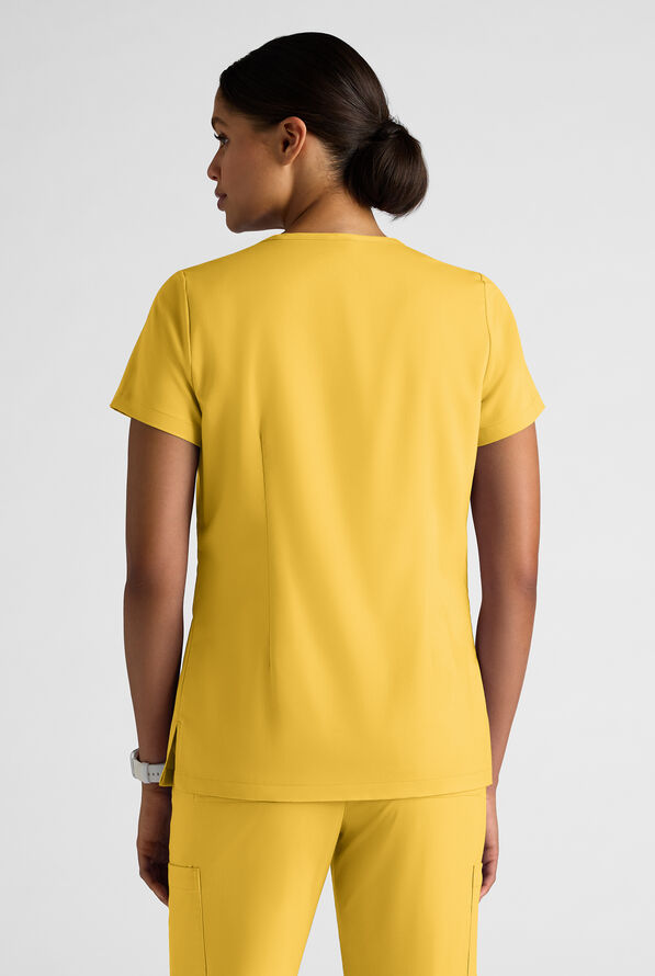 Blusa médica UA Butter-Soft STRETCH con cuello en V y 1 bolsillo para mujer - Warm Sun - 2
