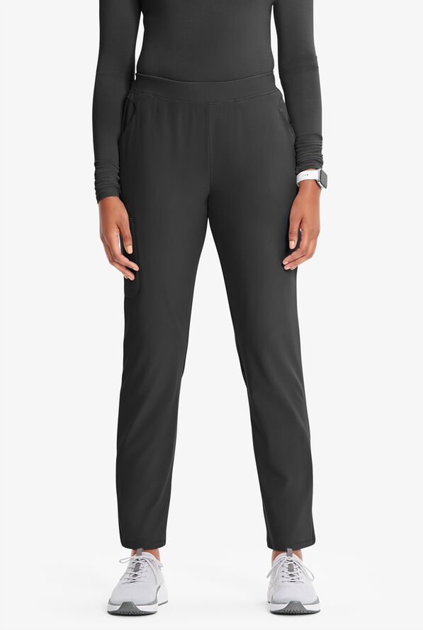 Pantalón médico Infinity GNR8 STRETCH estilo cargo con aberturas en los tobillos y 5 bolsillos para mujer - Black/Vivid Orange - 1