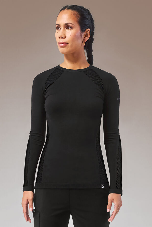 Camiseta médica Hypothesis Inner K Contour con mangas largas y cuello redondo para mujer - Jet Black - 1