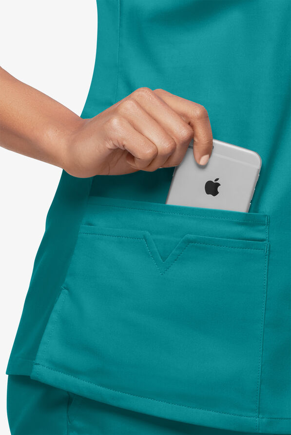 Blusa m&eacute;dica UA Butter-Soft STRETCH con ojales y 4 bolsillos para mujer - Teal - 6