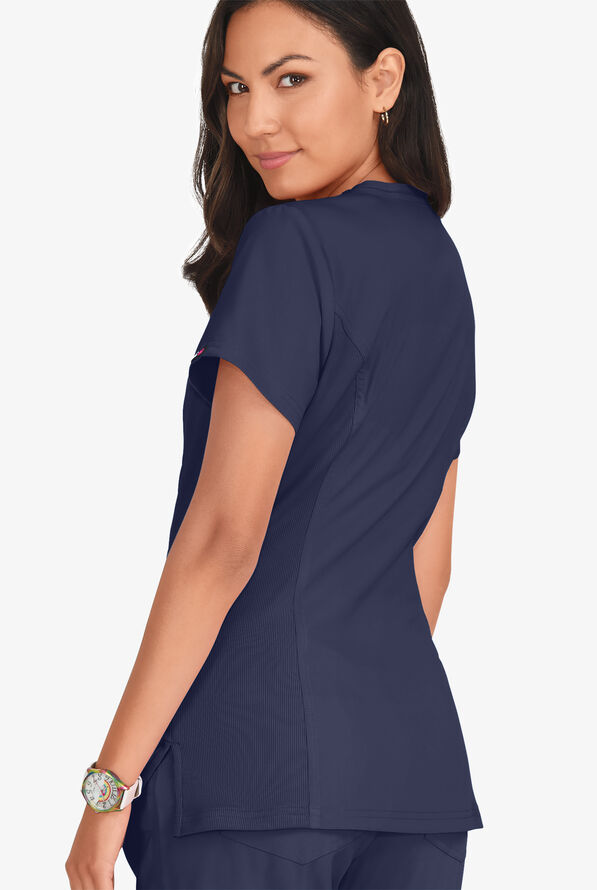 koi Lite&trade; Serenity Women's 4-Pocket Double Zipper Scrub Top - Navy - 4