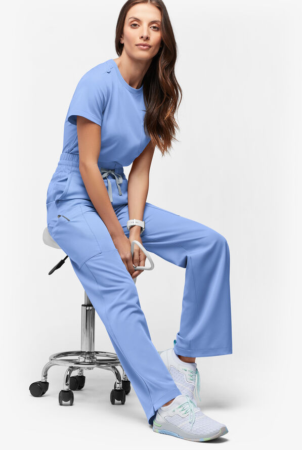 ReSurge Crystal Women's 7-Pocket High Waisted Wide Leg Pant - Tall - Ceil Blue - 5