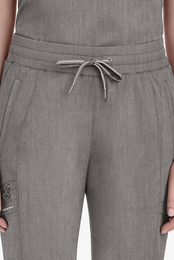 Pantal&oacute;n m&eacute;dico Healing Hands Purple Label Toby STRETCH estilo jogger con 7 bolsillos y cord&oacute;n para mujer - Heather Grey - 3