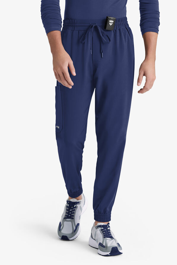 Grey's Anatomy by Barco Evolve STRETCH Voyager Men's 5-Pocket Cargo Jogger Scrub Pants - Indigo - 1