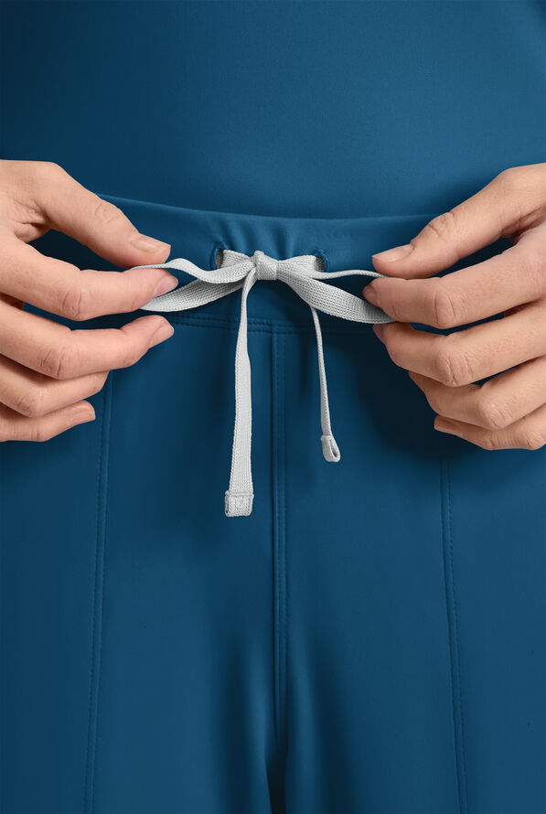 Cherokee Achieve Women's 5-Pocket STRETCH Elastic Waist Drawstring Cargo Scrub Pants - Caribbean Blue - 3