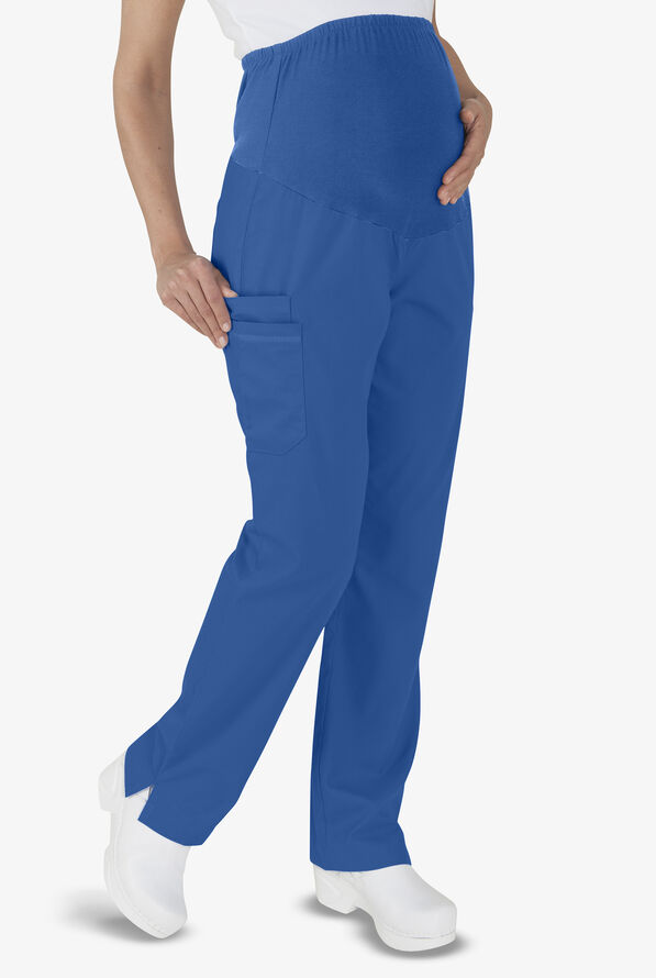Butter-Soft STRETCH Women's 6-Pocket Knit Waist Maternity Scrub Pants - Royal - 1