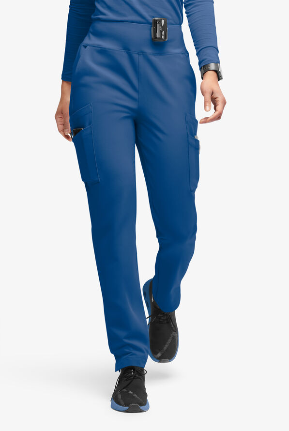 Movement by Butter-Soft Carina Women’s 7-Pocket Skinny Yoga Inspired  Scrub Pant - Petite - Royal - 1