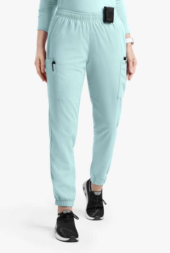 Butter-Soft Originals Women's 7-Pocket Tapered Jogger Cargo Scrub Pants - Salt Blue - 1