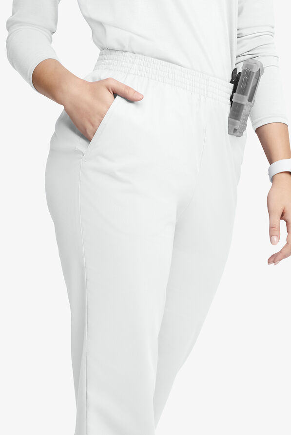 Butter-Soft Originals Women's 2-Pocket High Waisted Straight Leg Scrub Pants - White - 2