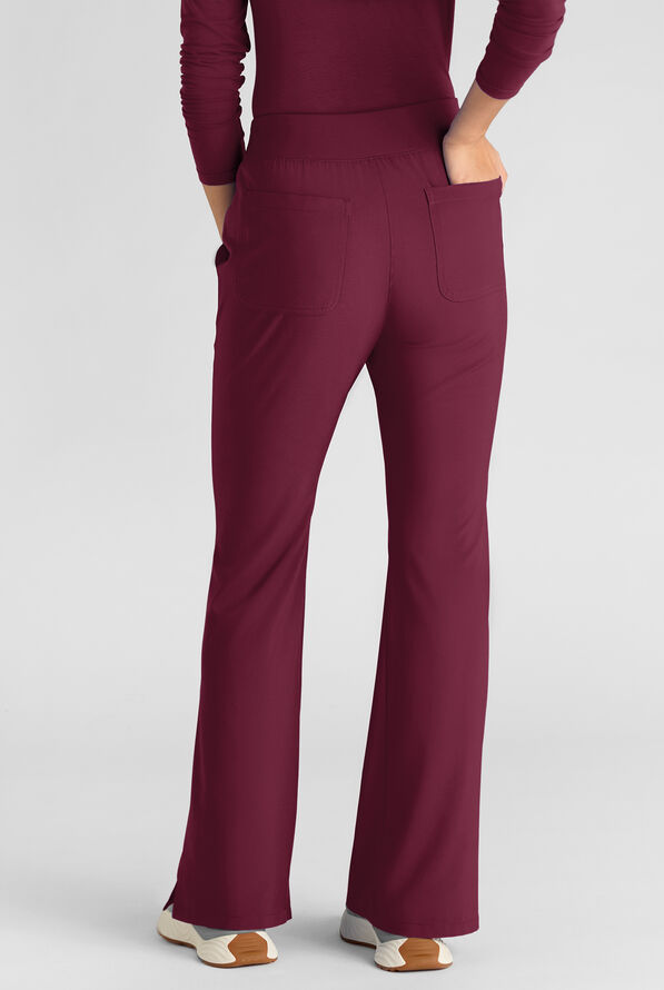 Easy STRETCH Sydney Women's Flare Leg Scrub Pants &ndash; 2-Piece Jumpsuit Bottom - Wine - 5